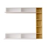 Mueble de pared Rebecca Mobili Hilba 143,5x169x26 Tablero de partículas Blanco Marrón Claro Moderno CONJUNTO 3 pzs