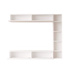 Mueble de pared Rebecca Mobili Kadab 143,5x169x26 Tablero de partículas Blanco Moderno CONJUNTO 3 pzs