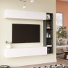 Wall Unit Rebecca Mobili Tamael 143,5x169x26 Chipboard White Dark Grey Modern SET 3 pcs