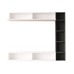 Mueble de pared Rebecca Mobili Tamael 143,5x169x26 Tablero de partículas Blanco Gris Oscuro Moderno CONJUNTO 3 pzs