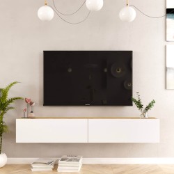 Hängendes TV-Möbel Rebecca Mobili Jatara 29,5x180x31,5 Spanplatte Weiß Hellbraun Modern