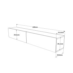 Hängendes TV-Möbel Rebecca Mobili Jatara 29,5x180x31,5 Spanplatte Weiß Hellbraun Modern