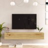 Hängendes TV-Möbel Rebecca Mobili Tikur 29,5x180x31,5 Spanplatte Hellbraun Modern