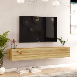 Hängendes TV-Möbel Rebecca Mobili Tikur 29,5x180x31,5 Spanplatte Hellbraun Modern