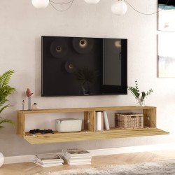 Hängendes TV-Möbel Rebecca Mobili Tikur 29,5x180x31,5 Spanplatte Hellbraun Modern