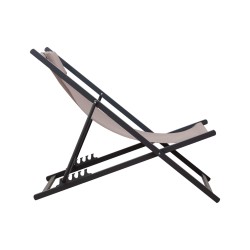 Silla Reclinable Plegable Rebecca Mobili Sarson 93x58x92 Poliéster Aluminio Beige Gris Oscuro