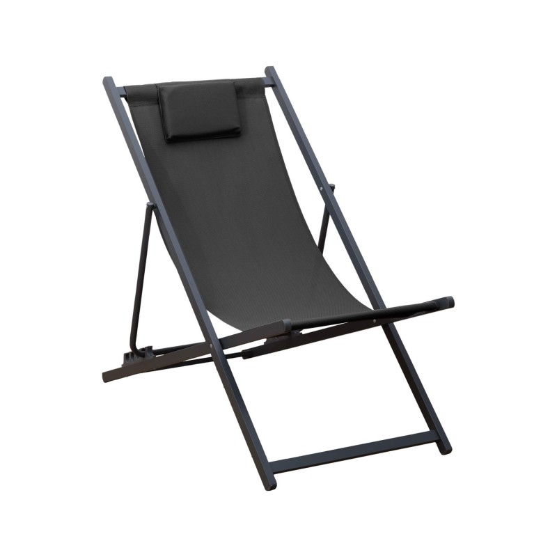 Chaise Longue Pliable Rebecca Mobili Atis 93x58x92 Polyester Aluminium Gris Foncé Chaise Longue Pliable Rebecca Mobili Atis 93x58x92 Polyester Aluminium Gris Foncé