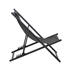 Chaise Longue Pliable Rebecca Mobili Atis 93x58x92 Polyester Aluminium Gris Foncé