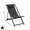 Chaise Longue Pliable Rebecca Mobili Atis 93x58x92 Polyester Aluminium Gris Foncé