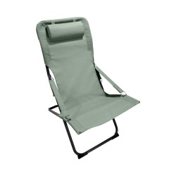 Silla Reclinable Plegable Rebecca Mobili Sindian 88x63x83 Poliéster Acero Verde Gris Oscuro
