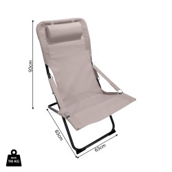 Vouwbare ligstoel Rebecca Mobili Tamatim 88x63x83 Polyester Staal Beige Donkergrijs