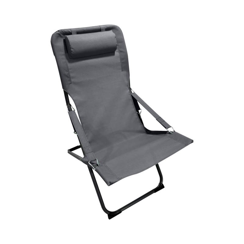 Silla Reclinable Plegable Rebecca Mobili Ukpa 88x63x83 Poliéster Acero Gris Oscuro Silla Reclinable Plegable Rebecca Mobili Ukpa 88x63x83 Poliéster Acero Gris Oscuro