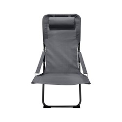 Sedia a Sdraio Pieghevole Rebecca Mobili Ukpa 88x63x83 Poliestere Acciaio Grigio Scuro