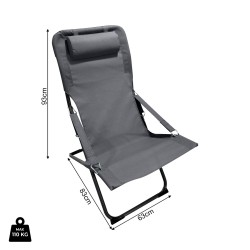 Chaise Longue Pliable Rebecca Mobili Ukpa 88x63x83 Polyester Acier Gris Foncé