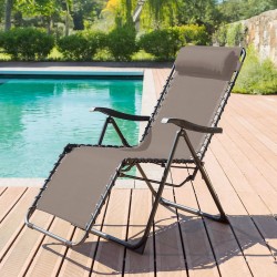 Liegestuhl Zero Gravity Rebecca Mobili Wollemi 113x66x104 Polyester Stahl Beige Dunkelgrau