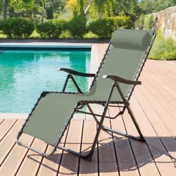 Chaise Longue Gravité Zéro Rebecca Mobili Jais 113x66x104 Polyester Acier Vert Gris Foncé