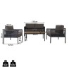 Sala de Jardim Rebecca Mobili Felfel 68x135x67 Alumínio PE Cinza Escuro Marrom Moderno SET 4 pçs