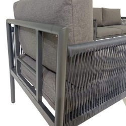 Salón de Jardín Rebecca Mobili Felfel 68x135x67 Aluminio PE Gris Oscuro Marrón Moderno SET 4 pz