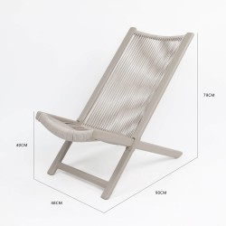 Leżak Rebecca Mobili Azan 79x48x90 Stal Polirattan Szary ZESTAW 2 stk