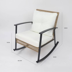 Rocking Chairs with Table Rebecca Mobili Niangon 88x66,5x90 Steel Polyrattan Brown Black SET 3 pcs