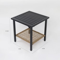 Schaukelstühle mit Tisch Rebecca Mobili Niangon 88x66,5x90 Stahl Polyrattan Braun Schwarz SET 3 stk