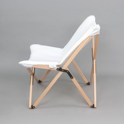 Silla de Director Rebecca Mobili Mukwa 84x69x74 Madera Poliéster Marrón Blanco