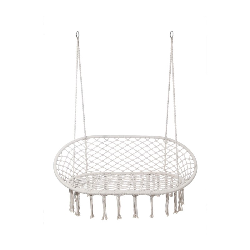 Poltrona Suspensa Rebecca Mobili Gahat 150x130x70 Polialgodão Aço Branco Creme Boho