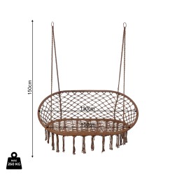 Silla Colgante Rebecca Mobili Hesperis 150x130x70 Polialgodón Acero Marrón Boho