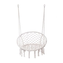 Hanging Chair Rebecca Mobili Kadyos 120x80x60 Polycotton Steel Cream White Boho