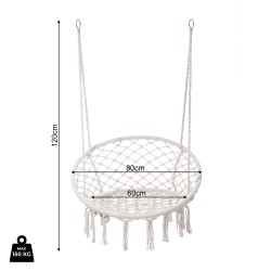 Poltrona Suspensa Rebecca Mobili Kadyos 120x80x60 Polialgodão Aço Branco Creme Boho