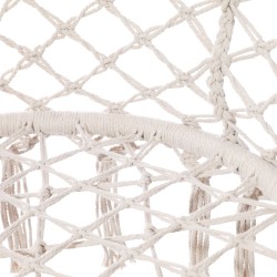Poltrona Sospesa Rebecca Mobili Kadyos 120x80x60 Policotone Acciaio Bianco Crema Boho