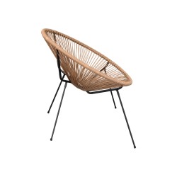 Sillón de Jardín Rebecca Mobili Batikh 80x70x76 Acero PE Beige Negro Vintage