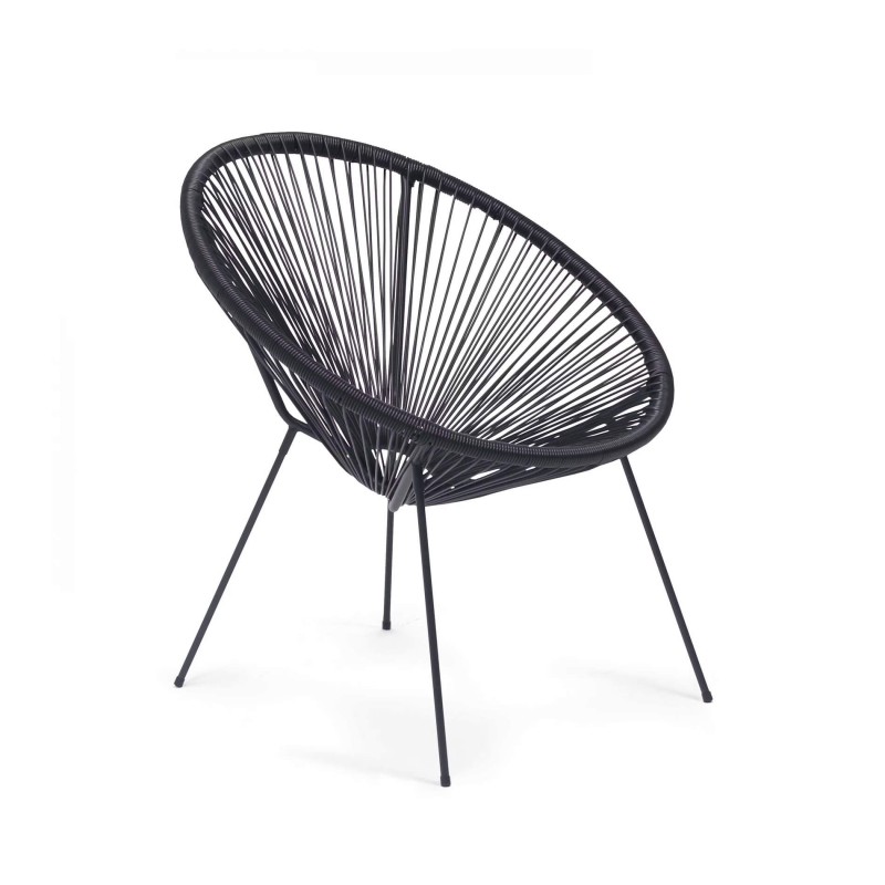 Poltrona de Jardim Rebecca Mobili Clianto 80x70x76 Aço PE Preto Vintage