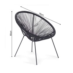 Tuinstoel Rebecca Mobili Clianto 80x70x76 Staal PE Zwart Vintage