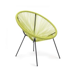 Sillón de Jardín Rebecca Mobili Nakhla 80x70x76 Acero PE Amarillo Negro Vintage