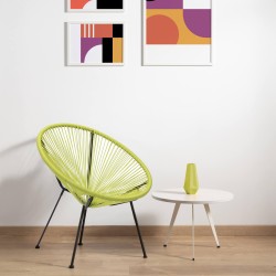 Poltrona de Jardim Rebecca Mobili Nakhla 80x70x76 Aço PE Amarelo Preto Vintage
