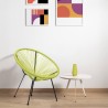 Poltrona de Jardim Rebecca Mobili Nakhla 80x70x76 Aço PE Amarelo Preto Vintage