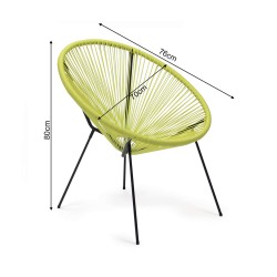 Garden Armchair Rebecca Mobili Nakhla 80x70x76 Steel PE Yellow Black Vintage