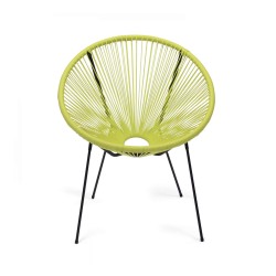 Garden Armchair Rebecca Mobili Nakhla 80x70x76 Steel PE Yellow Black Vintage