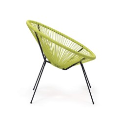 Poltrona de Jardim Rebecca Mobili Nakhla 80x70x76 Aço PE Amarelo Preto Vintage