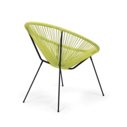 Poltrona de Jardim Rebecca Mobili Nakhla 80x70x76 Aço PE Amarelo Preto Vintage