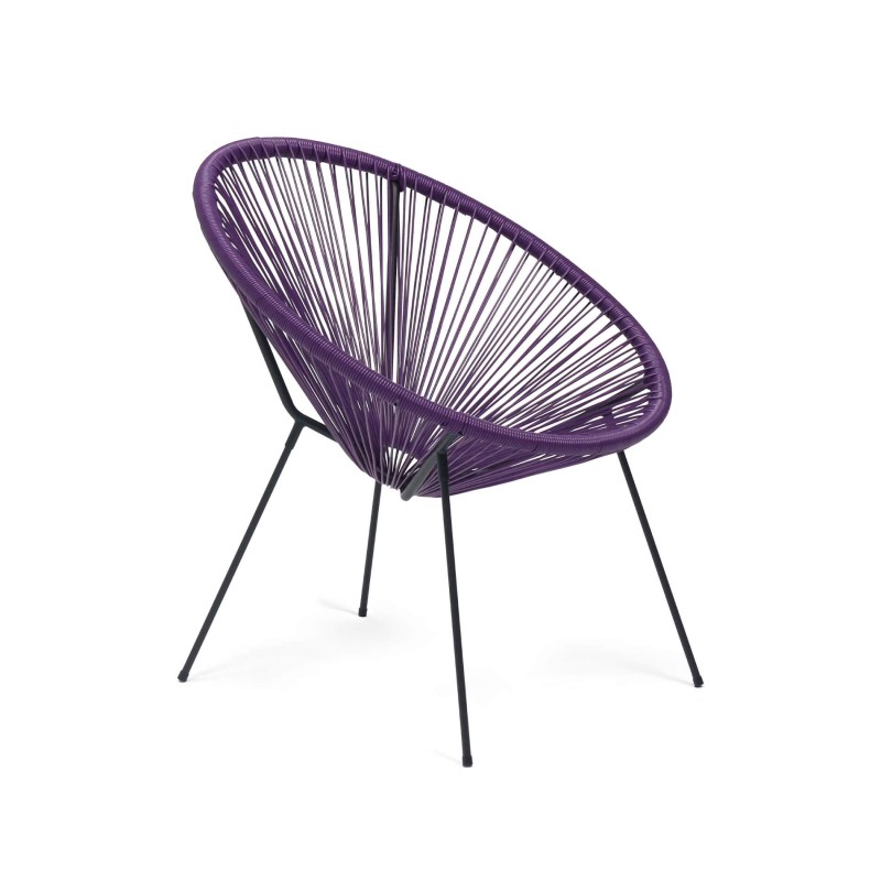 Gartensessel Rebecca Mobili Papatya 80x70x76 Stahl PE Violett Schwarz Vintage Gartensessel Rebecca Mobili Papatya 80x70x76 Stahl PE Violett Schwarz Vintage