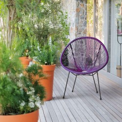 Garden Armchair Rebecca Mobili Papatya 80x70x76 Steel PE Purple Black Vintage