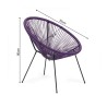 Fauteuil de Jardin Rebecca Mobili Papatya 80x70x76 Acier PE Violet Noir Vintage