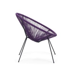 Garden Armchair Rebecca Mobili Papatya 80x70x76 Steel PE Purple Black Vintage