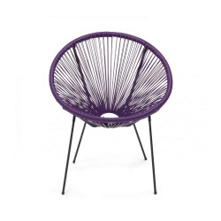 Poltrona de Jardim Rebecca Mobili Papatya 80x70x76 Aço PE Roxo Preto Vintage