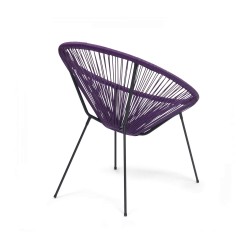 Poltrona de Jardim Rebecca Mobili Papatya 80x70x76 Aço PE Roxo Preto Vintage