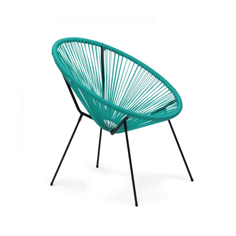 Poltrona de Jardim Rebecca Mobili Trillium 80x70x76 Aço PE Turquesa Preto Vintage Poltrona de Jardim Rebecca Mobili Trillium 80x70x76 Aço PE Turquesa Preto Vintage