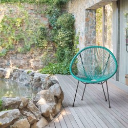Tuinstoel Rebecca Mobili Trillium 80x70x76 Staal PE Turquoise Zwart Vintage