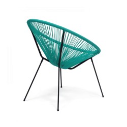 Poltrona de Jardim Rebecca Mobili Trillium 80x70x76 Aço PE Turquesa Preto Vintage